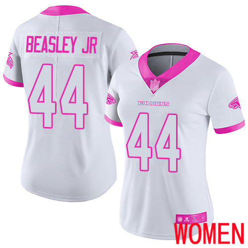 Atlanta Falcons Limited White Pink Women Vic Beasley Jersey NFL Football #44 Rush Fashion->women nfl jersey->Women Jersey
